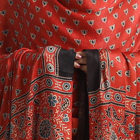 Red - modal silk dupatta 49 - handcrafted