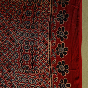  Red Modal Silk Block Print Ajrakh Saree
