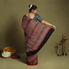  Red Modal Silk Block Print Ajrakh Saree