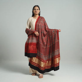 Buy Modal Silk Block Print Ajrakh Dupatta