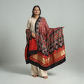 Red - modal silk dupatta 14 - handcrafted