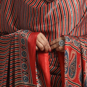 Red - modal silk dupatta 15 - handcrafted