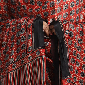 Red - modal silk dupatta 22 - handcrafted