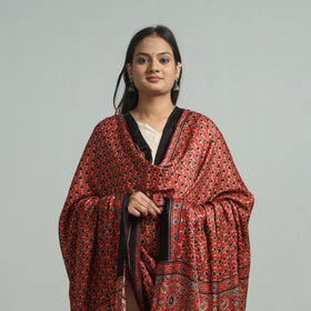 Red - modal silk dupatta 37 - handcrafted