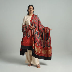 Red - modal silk dupatta 39 - handcrafted