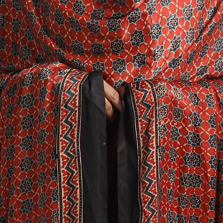 Modal Silk Block Print Ajrakh Dupatta