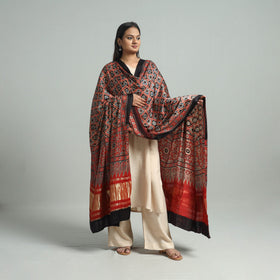 Red - modal silk dupatta 47 - handcrafted