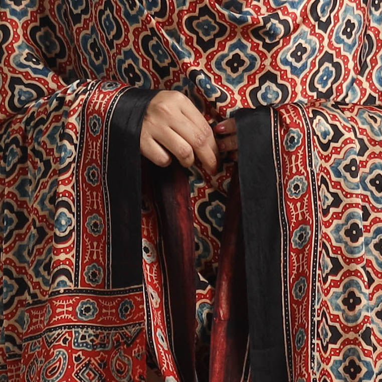 Red - modal silk dupatta 47 - handcrafted