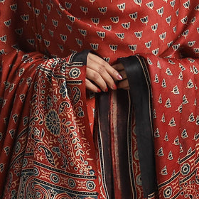 Modal Silk Block Print Ajrakh Dupatta