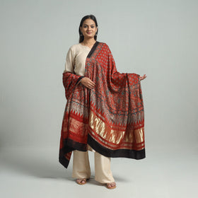 Modal Silk Block Print Ajrakh Dupatta