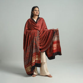 Modal Silk Block Print Ajrakh Dupatta