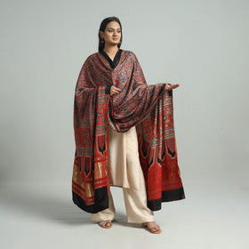 Red - modal silk dupatta 50 - handcrafted