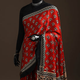 Modal silk hand bagru saree 10 - handcrafted