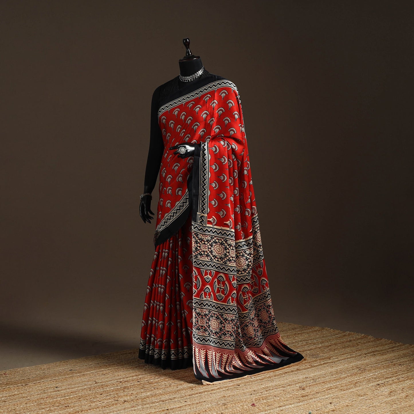 Modal silk hand bagru saree 10 - handcrafted