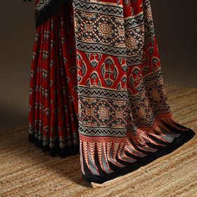 Modal silk hand bagru saree 10 - handcrafted