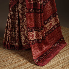 Modal silk hand bagru saree 14 - handcrafted
