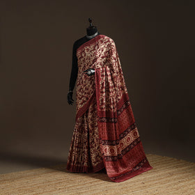 Modal silk hand bagru saree 14 - handcrafted