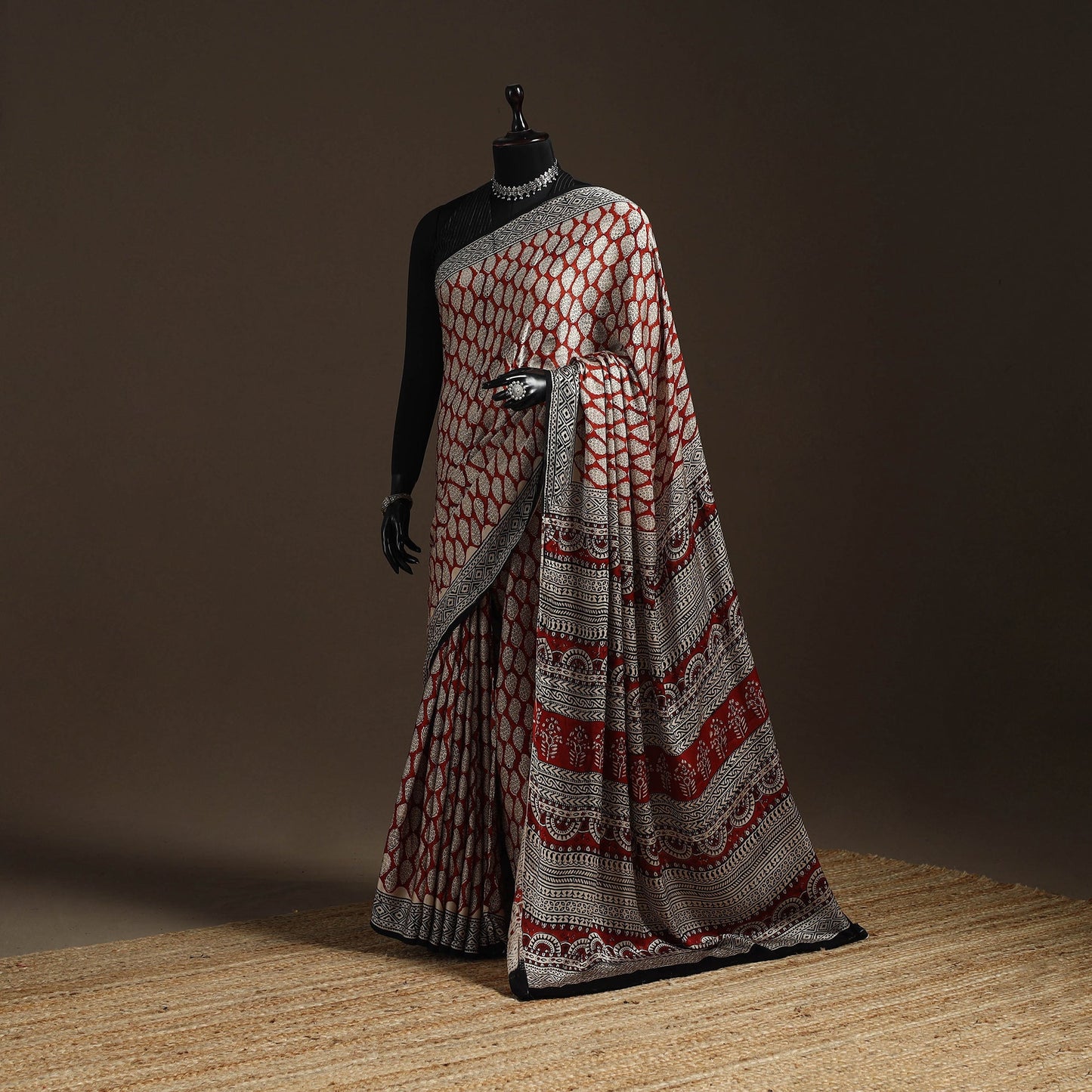 Modal silk hand bagru saree 15 - handcrafted