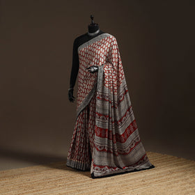 Modal silk hand bagru saree 15 - handcrafted