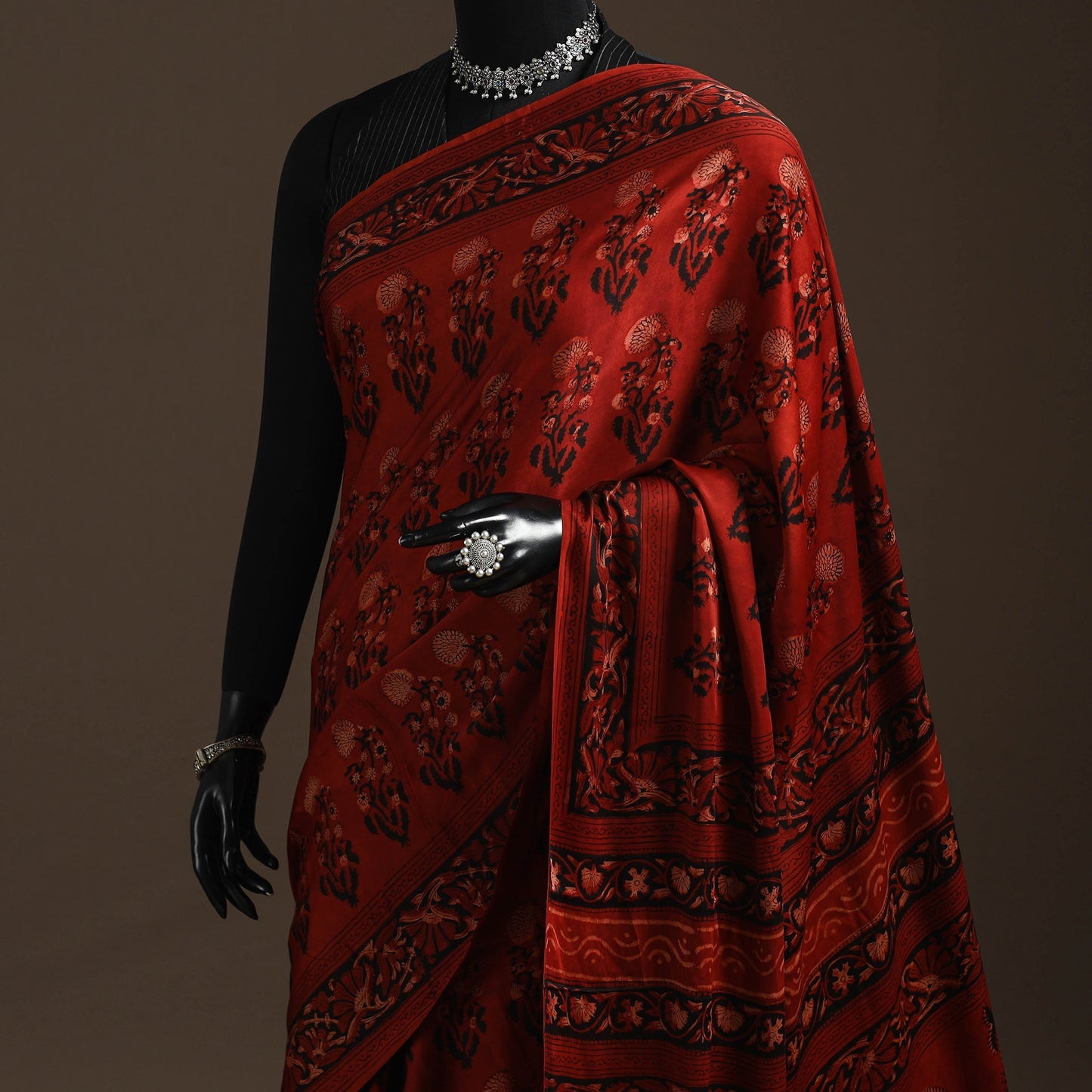 Modal silk hand bagru saree 16 - handcrafted