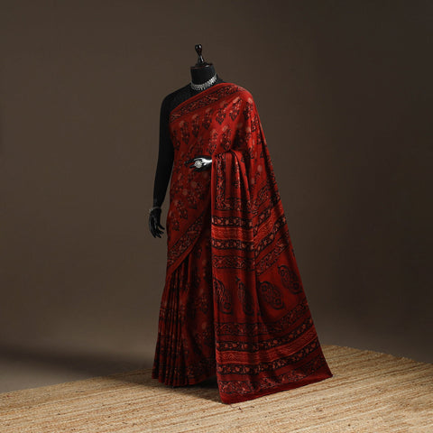 Modal silk hand bagru saree 16 - handcrafted