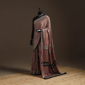 Modal silk hand bagru saree 17 - handcrafted