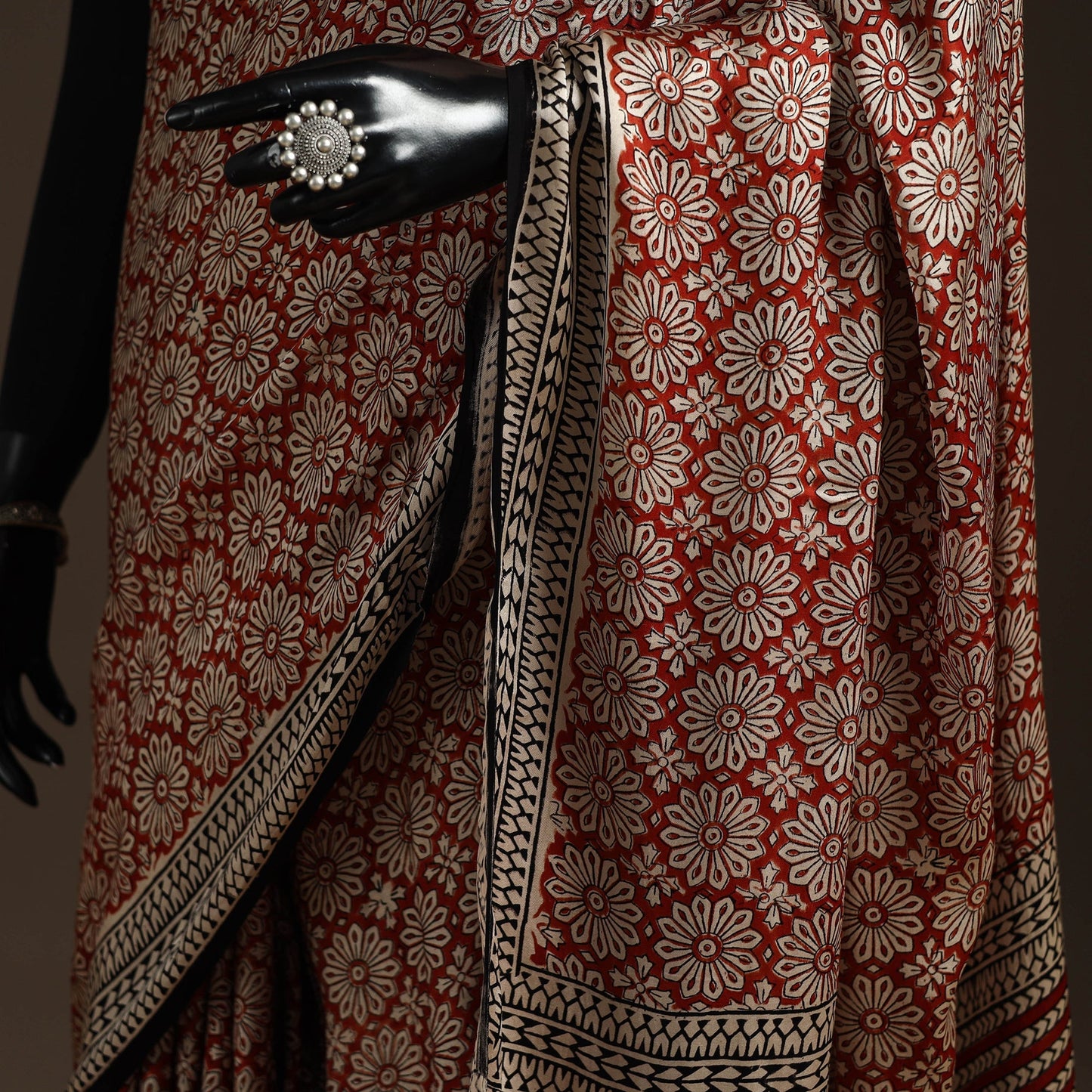 Modal silk hand bagru saree 17 - handcrafted
