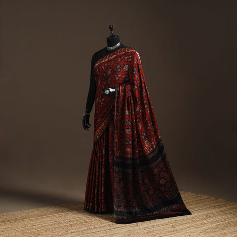 Modal silk hand bagru saree 20 - handcrafted