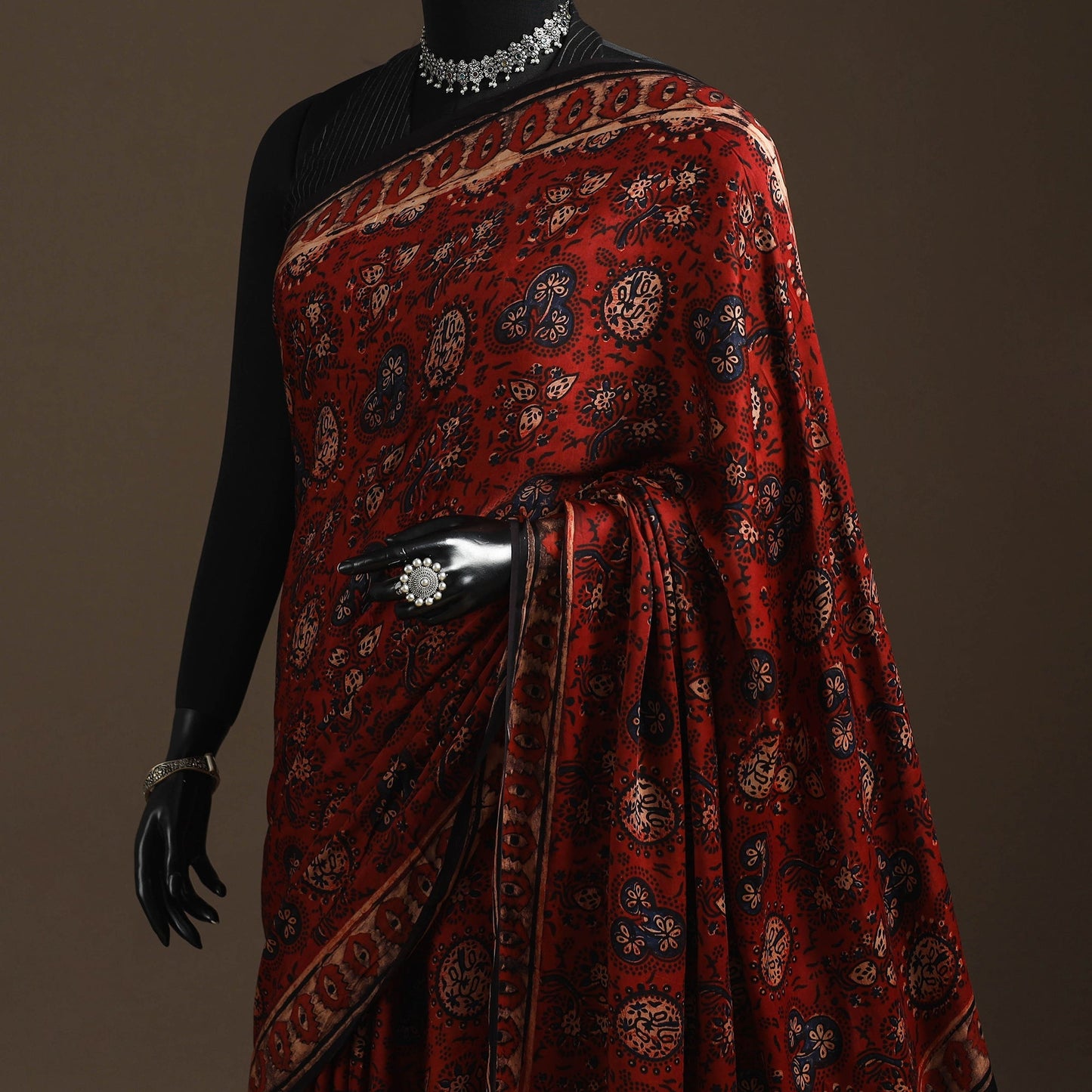 Modal silk hand bagru saree 20 - handcrafted