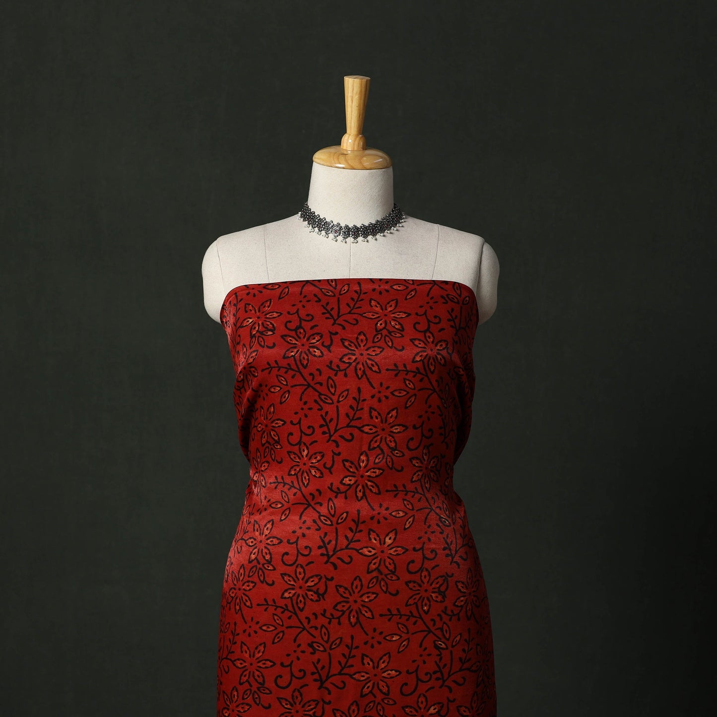 Modal silk hand block bagru print 2pc unstitched dress