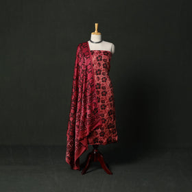 Modal silk hand block bagru print 3pc unstitched dress