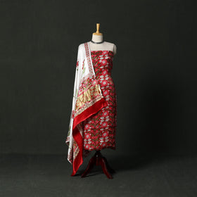 Modal silk hand block sanganeri print 2pc unstitched dress
