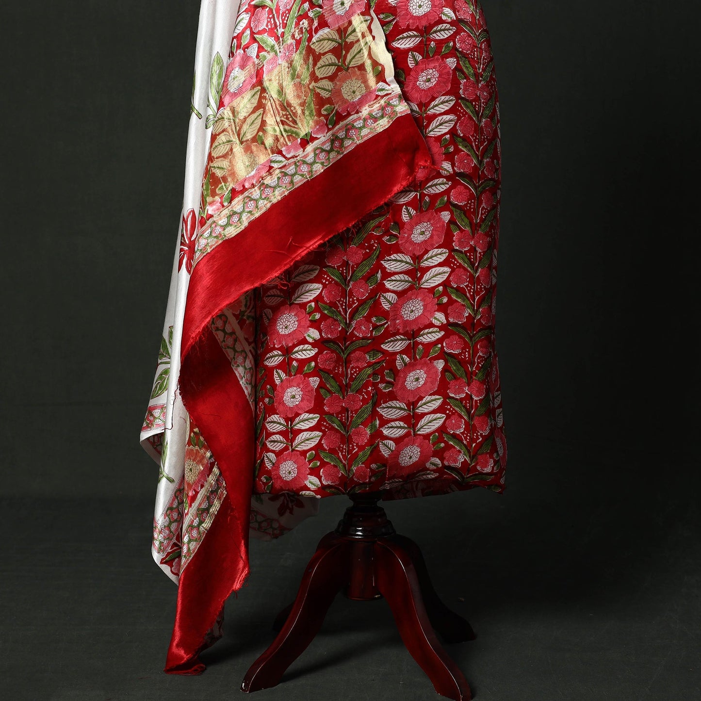 Modal silk hand block sanganeri print 2pc unstitched dress