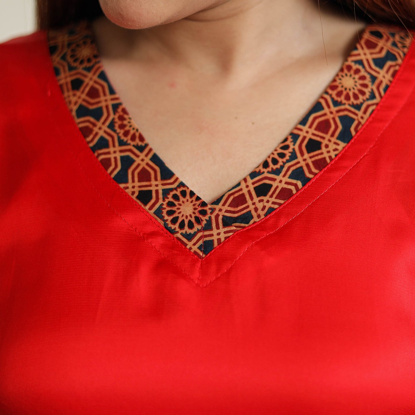 Red - modal silk plain long straight kurta 11 - handcrafted