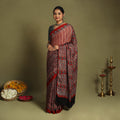  Red Modal Silk Block Print Ajrakh Saree
