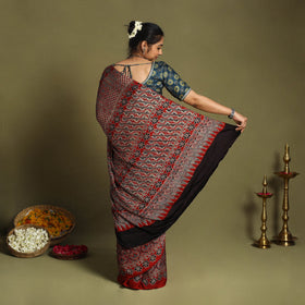  Red Modal Silk Block Print Ajrakh Saree