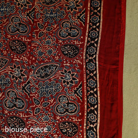 Buy Red Modal Silk Block Print Ajrakh Saree