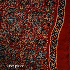  Red Modal Silk Block Print Ajrakh Saree