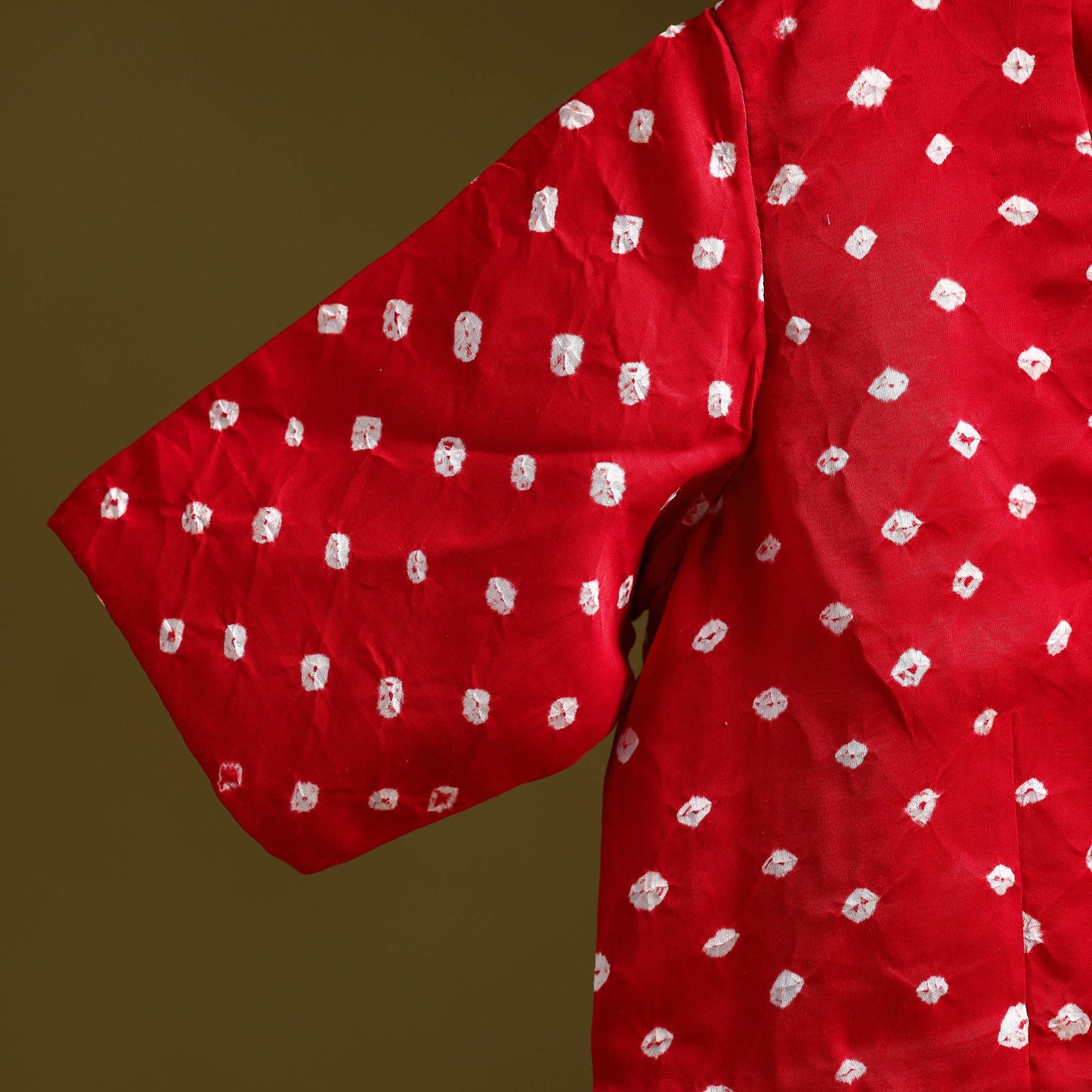 Red - modal silk stitched tie-dye bandhani blouse 05