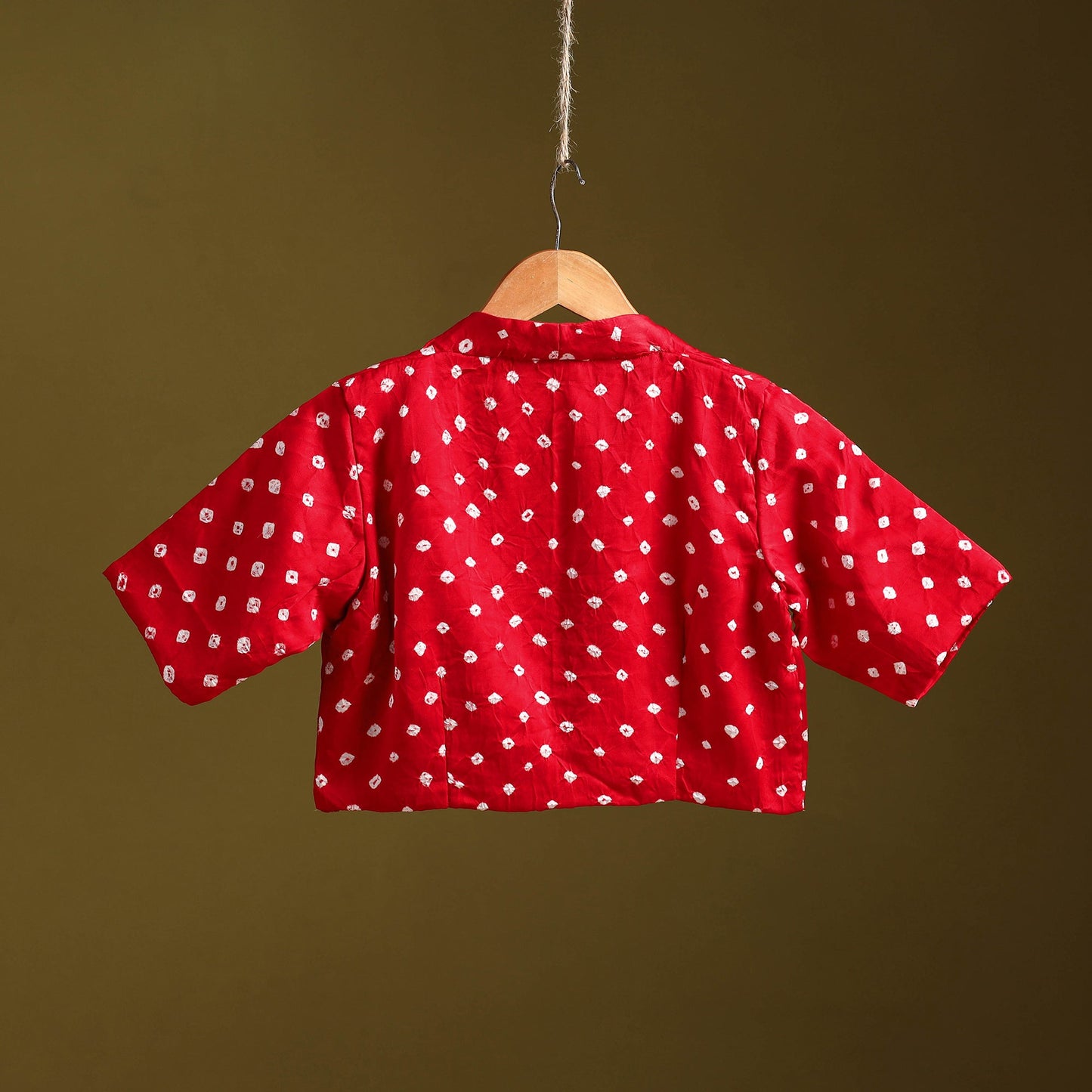 Red - modal silk stitched tie-dye bandhani blouse 05