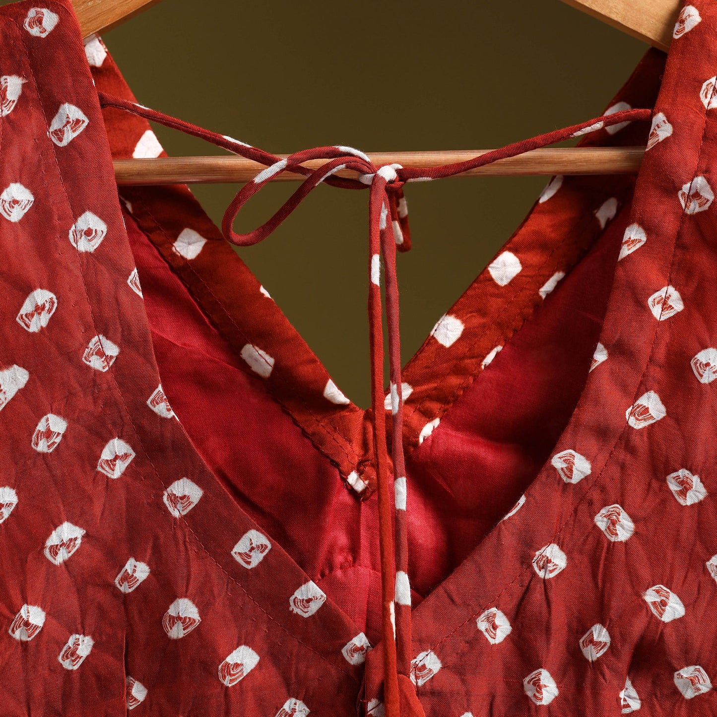 Red - modal silk stitched tie-dye bandhani blouse 07