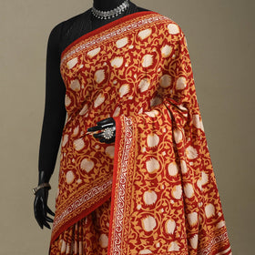 Multicolor - mul cotton bagru saree 11 - handcrafted