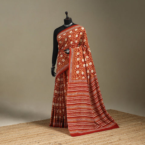 Multicolor - mul cotton bagru saree 11 - handcrafted