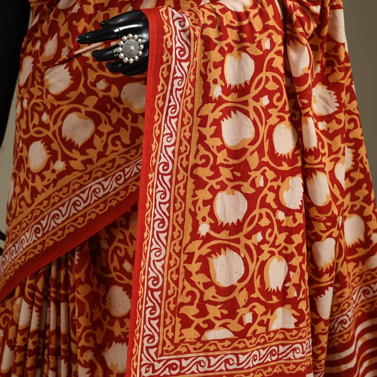 Multicolor - mul cotton bagru saree 11 - handcrafted