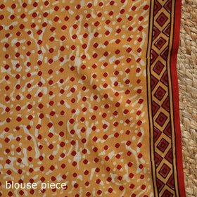 Orange - mul cotton bagru saree 13 - handcrafted