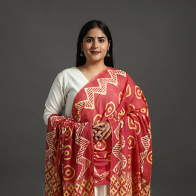 Buy Red Block Print Mul Cotton Dabu Bagru Dupatta