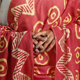 Buy Red Block Print Mul Cotton Dabu Bagru Dupatta