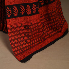 Red - mul cotton hand bagru saree 15 - handcrafted