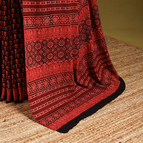 Red - mul cotton hand bagru saree 27 - handcrafted