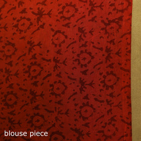 Red - mul cotton hand bagru saree 28 - handcrafted